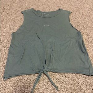 RVCA Green Sleeveless Tie-Front Tank Top